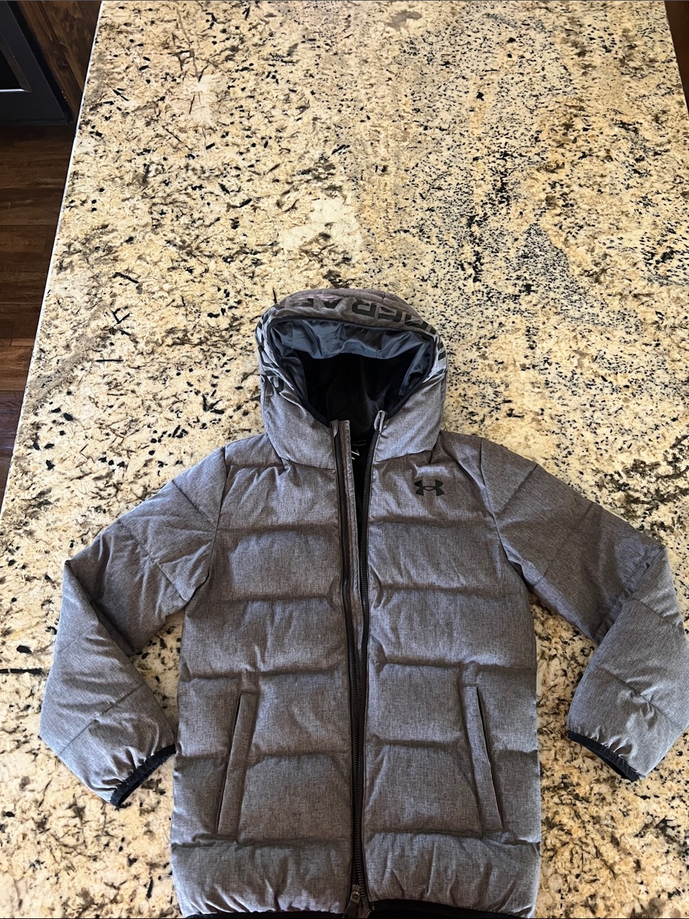 Under Armour Heather Gray Quilted Hooded Puffer Jacket